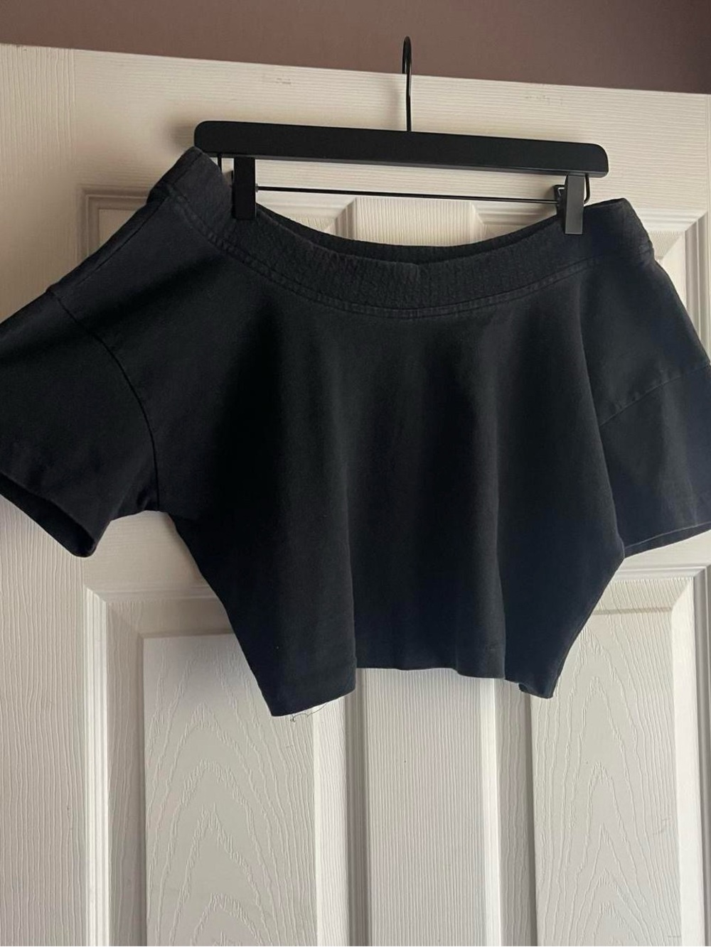 Vintage Black Cropped Off-Shoulder Tee